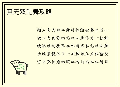 真无双乱舞攻略